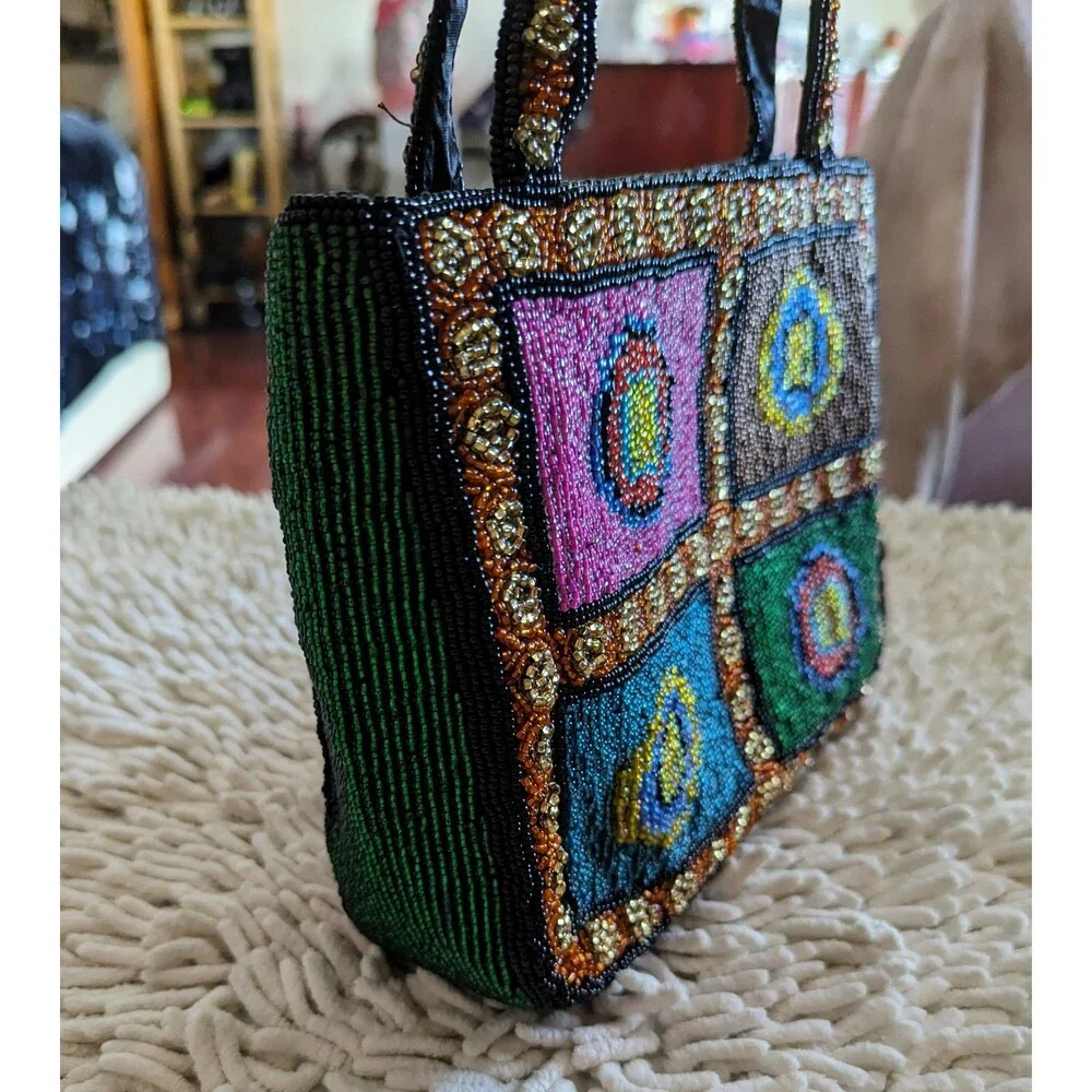 NWT VTG Sasha New York multi-color micro beaded shoulder handbag